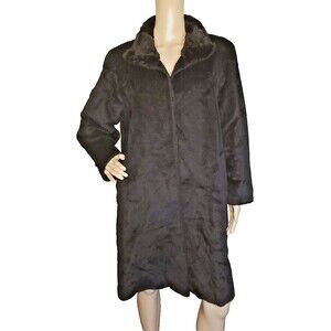 Cinzia Rocca Womens Baby Llama Wool Coat Mink Collar size 6 Bemberg Italy